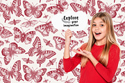 Seamless Butterflies Moth insects, a Pattern Graphic by Vintage (Thumbnail 11 of 13)