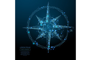 compass rose low poly blue, a Technology Illustration by ANTON KHRUPIN ART