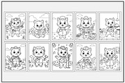 Cat Community Helpers Coloring Pages, an Animal Illustration by Lamia Emad (Thumbnail 2 of 5)