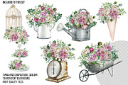 Rustic white peony bouquet clipart, an Object Illustration by yana.fefelova (Thumbnail 2 of 5)