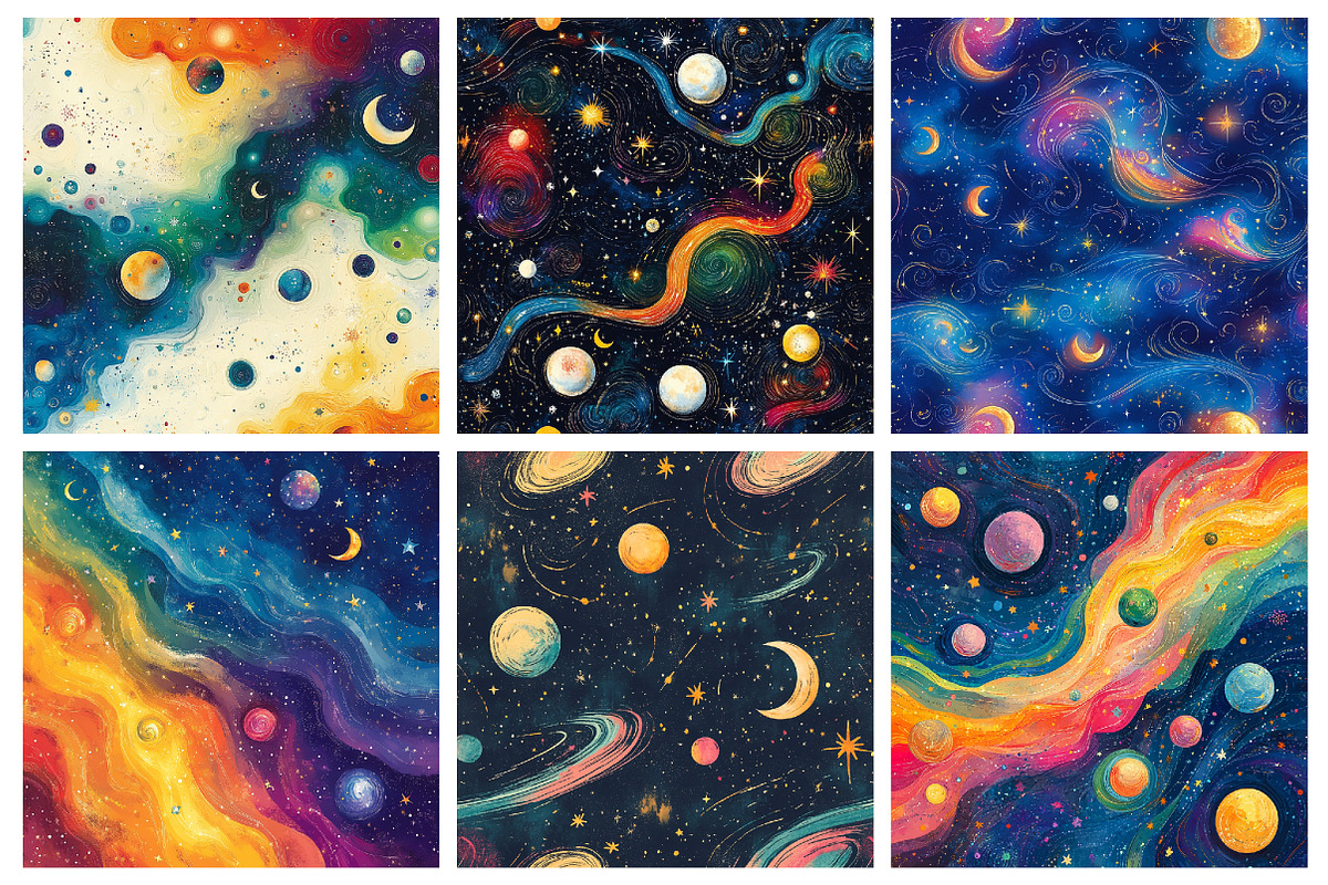 Whimsical Celestial Digital Paper, a Texture Illustration by RobertsArt (Photo 2 of 7)