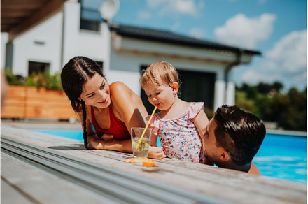 Young family with small daughter in
