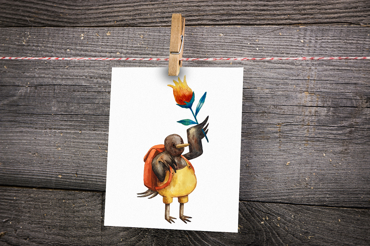 Bird's Birthday - Watercolor Clipart, an Animal Illustration by Mashamashastu (Photo 9 of 12)