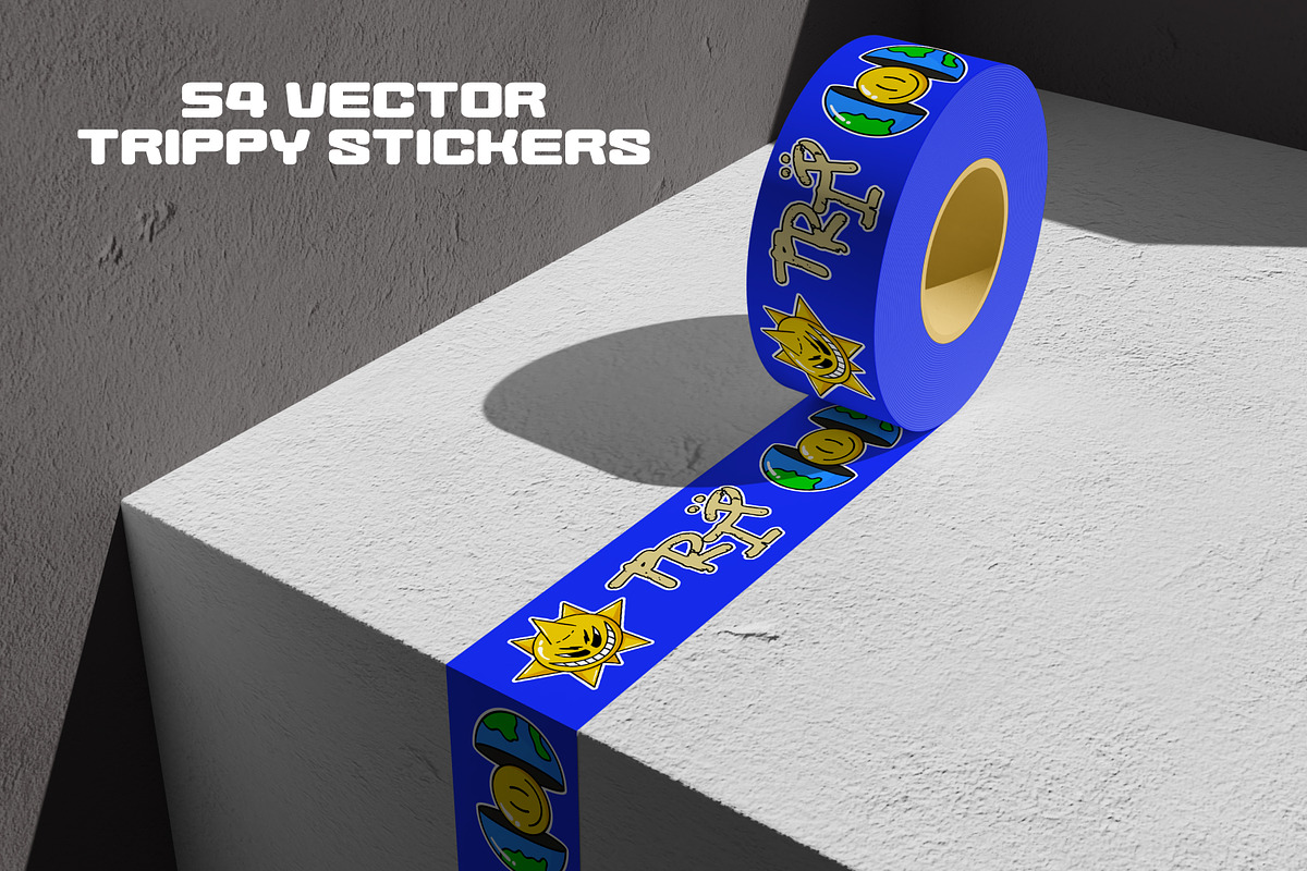 Trippy Acid Cartoon Sticker Pack, an Object Graphic by BonkiStudio (Photo 4 of 4)