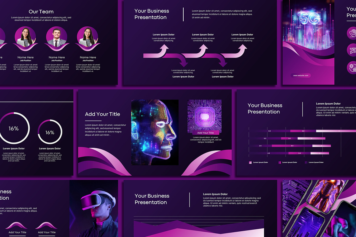 Futuristic Purple Powerpoint Templat, a Presentation Template by SKY CREATION (Photo 5 of 6)