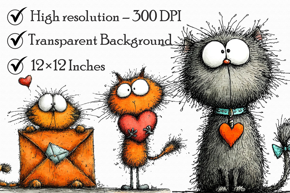 Whimsical Valentine Cat Clipart, an Illustration by Libby Wishes (Photo 7 of 7)