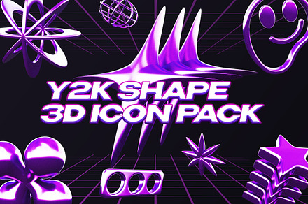 Y2K Abstract Shape 3D Icon Pack