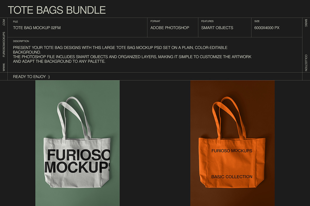 Tote Bag Mockup Bundle – 6 PSD, a Packaging Mockup by FURIOSO mockups (Photo 11 of 15)