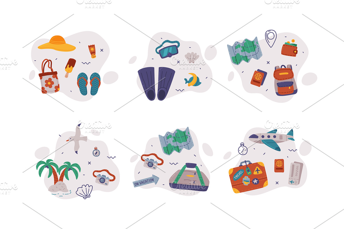 Travel and Vacation Symbol and, an Object Illustration by TopVectors