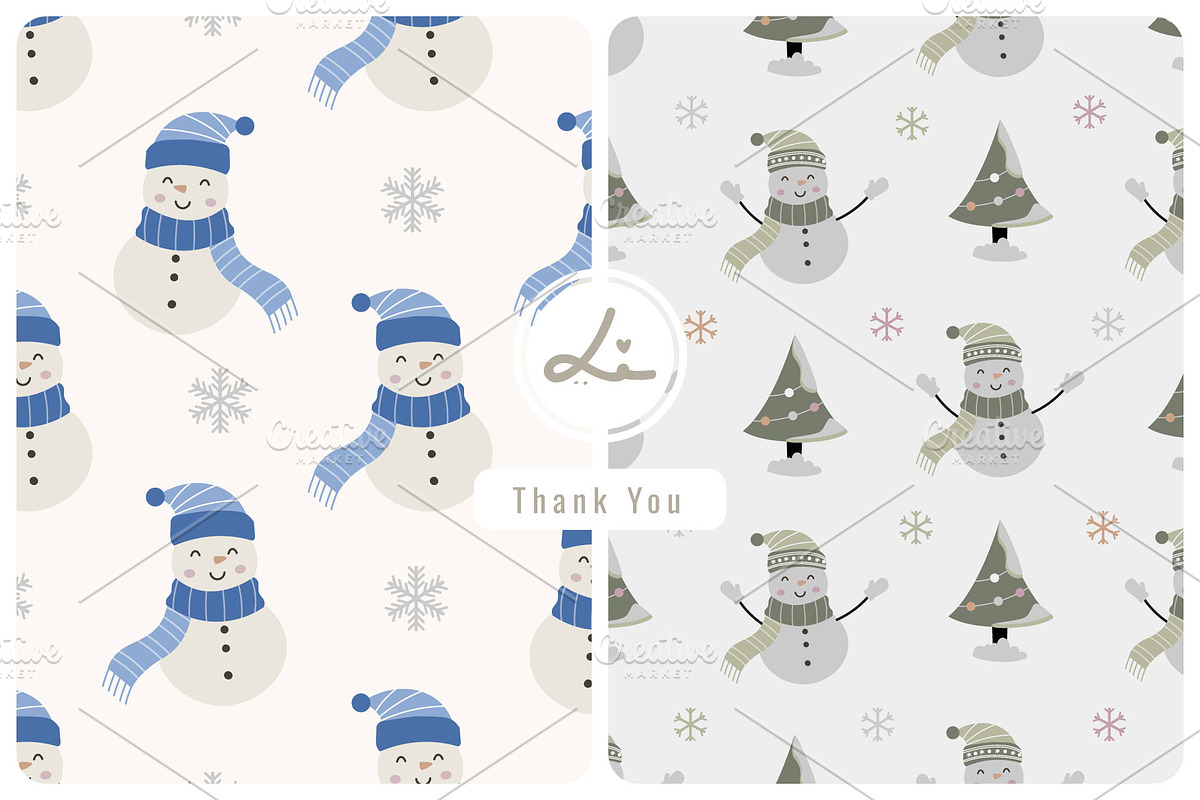 cute snowman and snowflake pattern, a Pattern Graphic by lindoet23 (Photo 1 of 3)