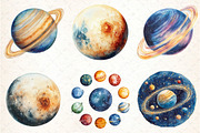 Watercolor Solar System Clipart, an Illustration by DreamCafeArt (Thumbnail 4 of 7)