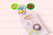 Cute Car Clipart, Yellow Car, Kawaii, a Transportation Illustration by BrushstrokeArtGB (Thumbnail 9 of 9)