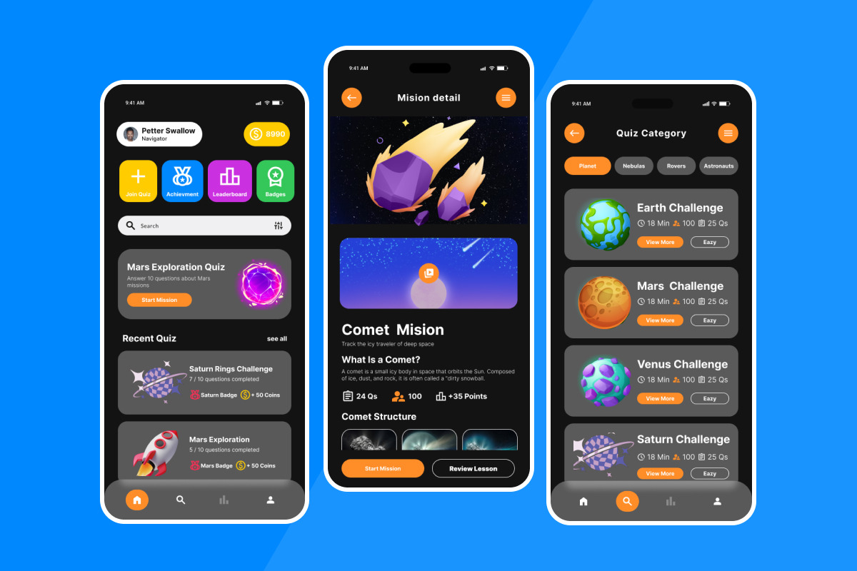 Galaxio Space Academy Quiz App, an App Template by productype1 (Photo 4 of 5)