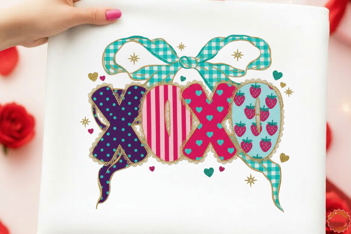 XOXO Valentine Bow PNG, Patchwork He, an Illustration by designcity5 (Photo 1 of 8)
