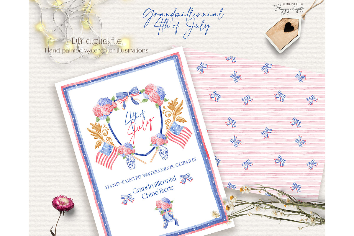 4th of July Watercolor Clipart, an Illustration by TheHappyGiftArt (Photo 9 of 9)