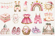 Baby’s 1st Pink Christmas Clipart, an Illustration by NadiaTheronArt (Thumbnail 2 of 4)