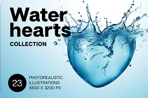 Water Hearts. 23 images, a Food Illustration by Handmadefont