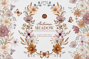 Autumn Meadow Watercolor Collection
