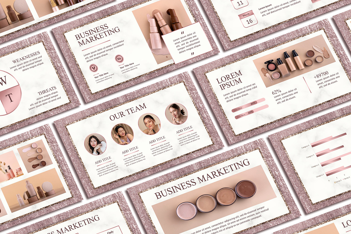 Beauty Rose Gold Powerpoint Template, a Presentation Template by SKY CREATION (Photo 1 of 6)