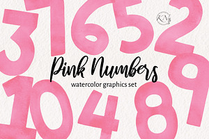 Pink Numbers Watercolor Graphics