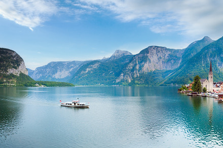 Beautiful summer Alpine Hallstatt Town and lake Hallstatter See, a Nature Photo by YuriyB