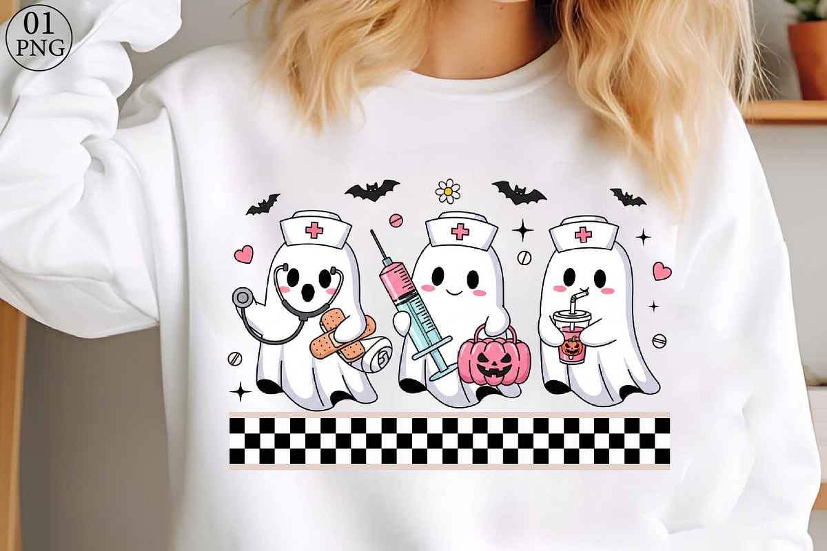 Cute Pink Halloween Nurse Ghost Png, an Illustration by Libby Wishes (Photo 8 of 8)