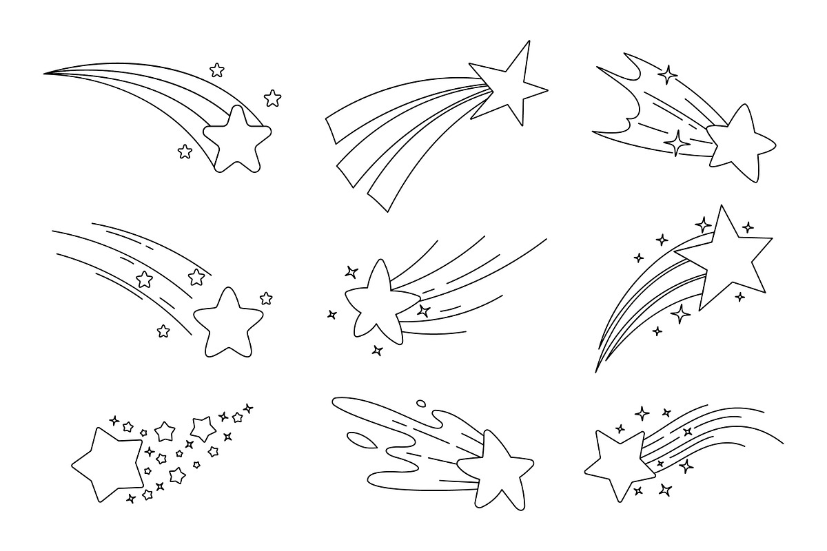 Collection of Shooting Stars, an Object Illustration by Saba Vector (Photo 2 of 3)