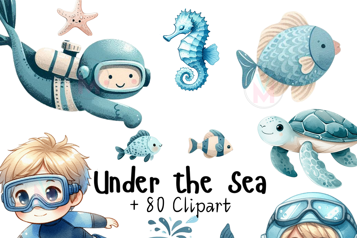 Undersea watercolor clipart, nursery, a Person Illustration by VM PARTYS  BY TAIRUMA (Photo 1 of 10)
