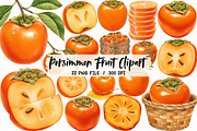 Watercolor Persimmon Fruit Clipart, an Illustration by Libby Wishes (Thumbnail 1 of 5)