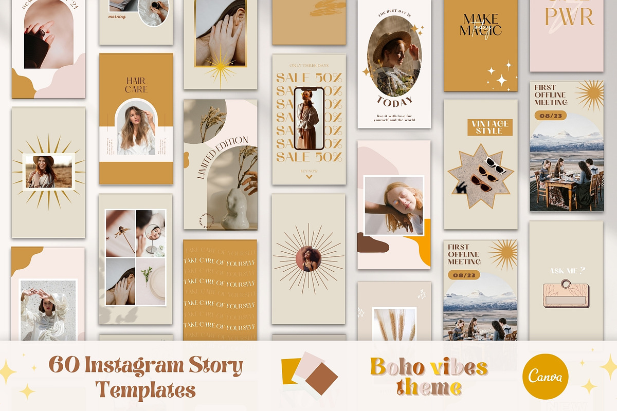 Boho Instagram Story Templates Canva, a Social Media Template by Boltik Studio (Photo 1 of 8)