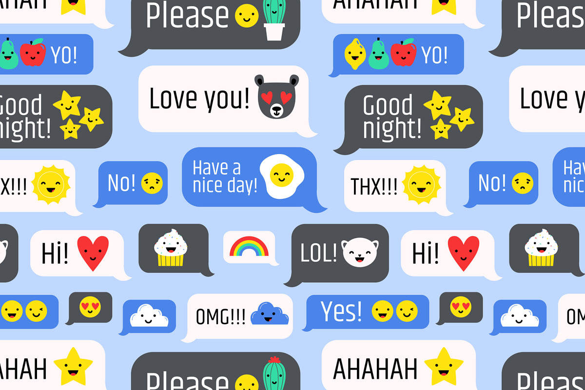 Messages with cute emoji set, an Illustration by Good Studio (Photo 2 of 4)