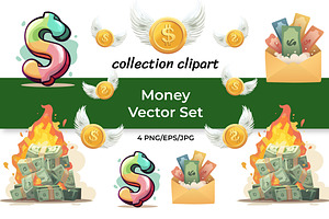 Watercolor Money & Graffiti Vector, a Finance Illustration by InkyQueenArt
