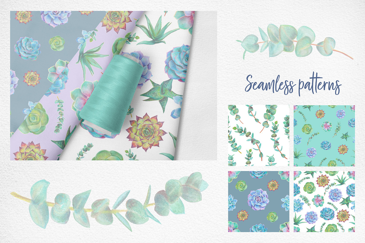 Hand drawn Succulents Clipart, an Illustration by Artemisia_Art (Photo 3 of 6)