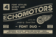 Echomotors + Extras, a Sans Serif Font by Runsell Studio (Thumbnail 1 of 8)