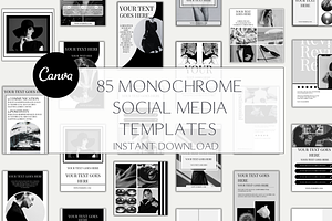 85 Monochrome Social media templates