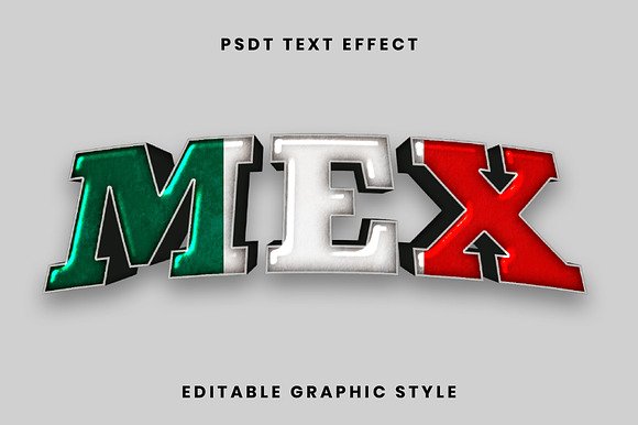 Glossy Mexican Flag 3D Text Effect preview 2