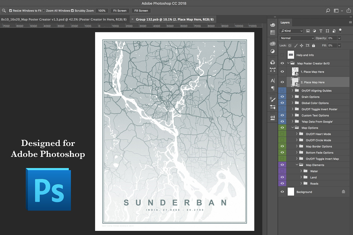 Map Poster Creator for Photoshop, a Plug-in Add-On by Drifter Studio (Photo 8 of 8)