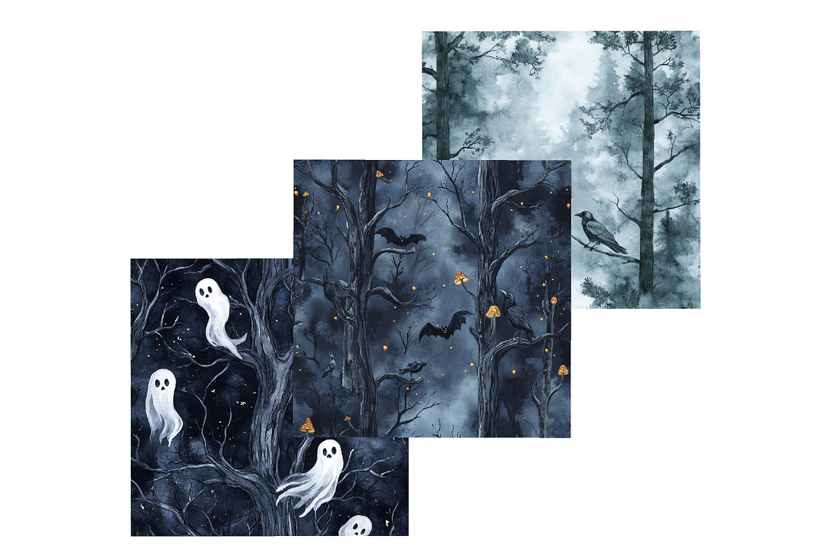 Haunted Forest Seamless Patterns, a Pattern Graphic by Design Market