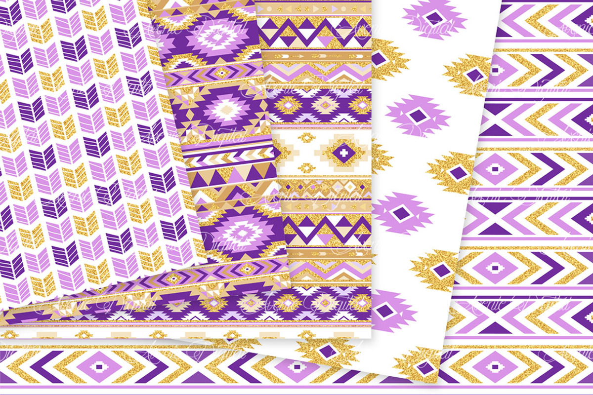 Purple & Gold Boho Seamless Pattern, a Pattern Graphic by Avenie Digital (Photo 2 of 4)