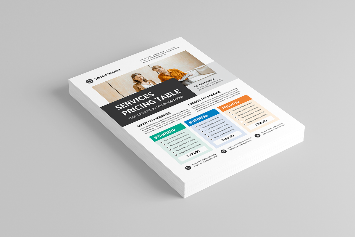 Pricing Table Flyer | Canva & INDD, a Flyer Template by Leaflove (Photo 2 of 8)