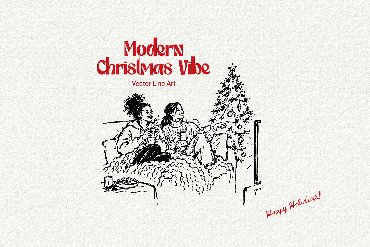 Christmas Vibe: Vector Line Art, a Seasonal Illustration by divanovskaya_nv (Photo 15 of 15)