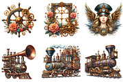 Watercolor Vector Steampunk Trains, a Seasonal Illustration by DreamArtGraphic (Thumbnail 4 of 4)