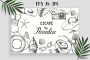 Vector Hand drawn Summer Set., an Illustration by Tabiti (Thumbnail 3 of 9)