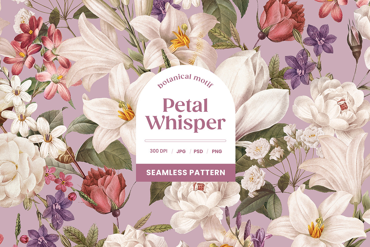 Petal Whisper Romantic Pattern, a Pattern Graphic by Yello_illustration (Photo 1 of 16)