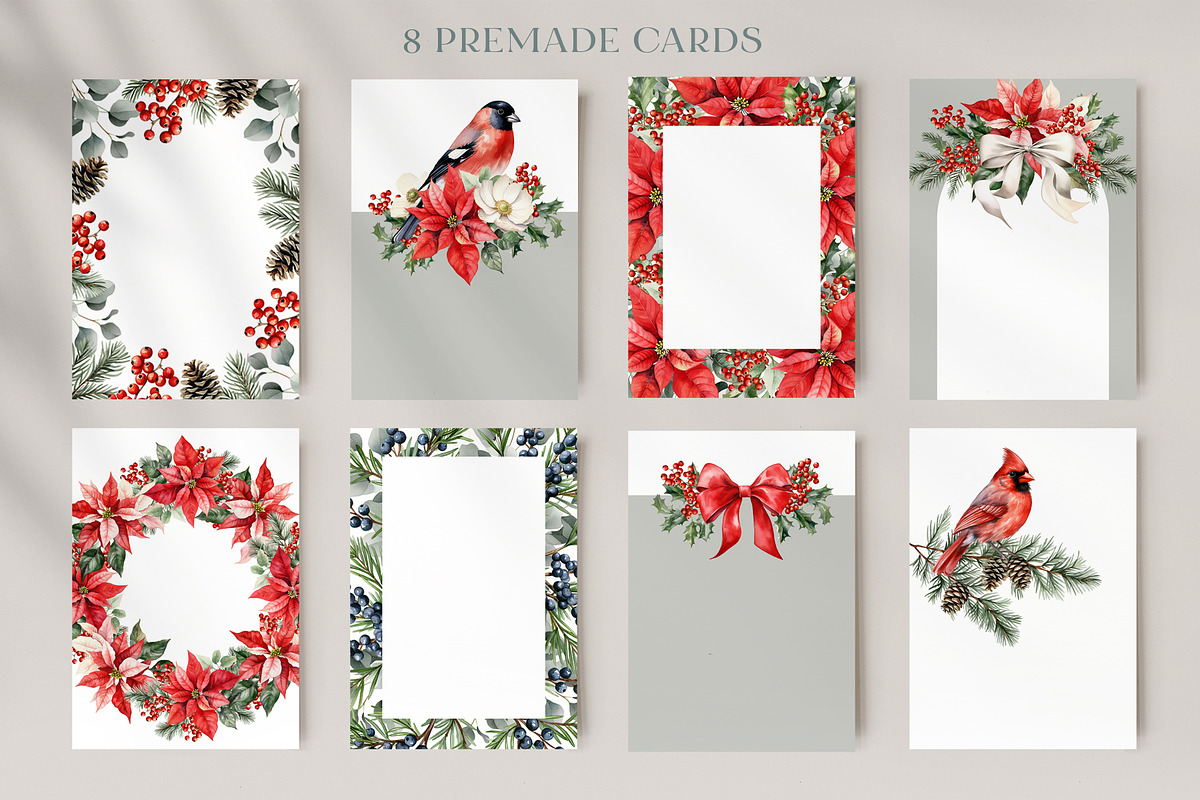 Christmas watercolor floral set, a Seasonal Illustration by Tabita's shop (Photo 5 of 16)
