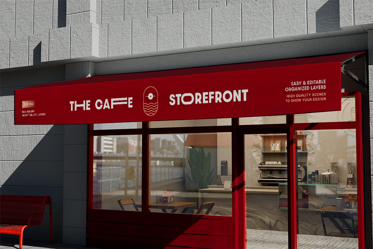 Cafe Storefront Mockup, an Advertising Mockup by Rahardi Creative (Photo 3 of 4)