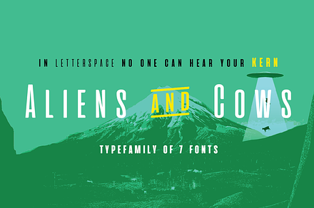 Aliens and Cows - 7 styles, a Sans Serif Font by Zetafonts