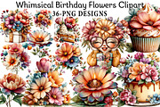Whimsical Birthday Flowers Clipart, an Illustration by Daily.Designs (Thumbnail 1 of 8)