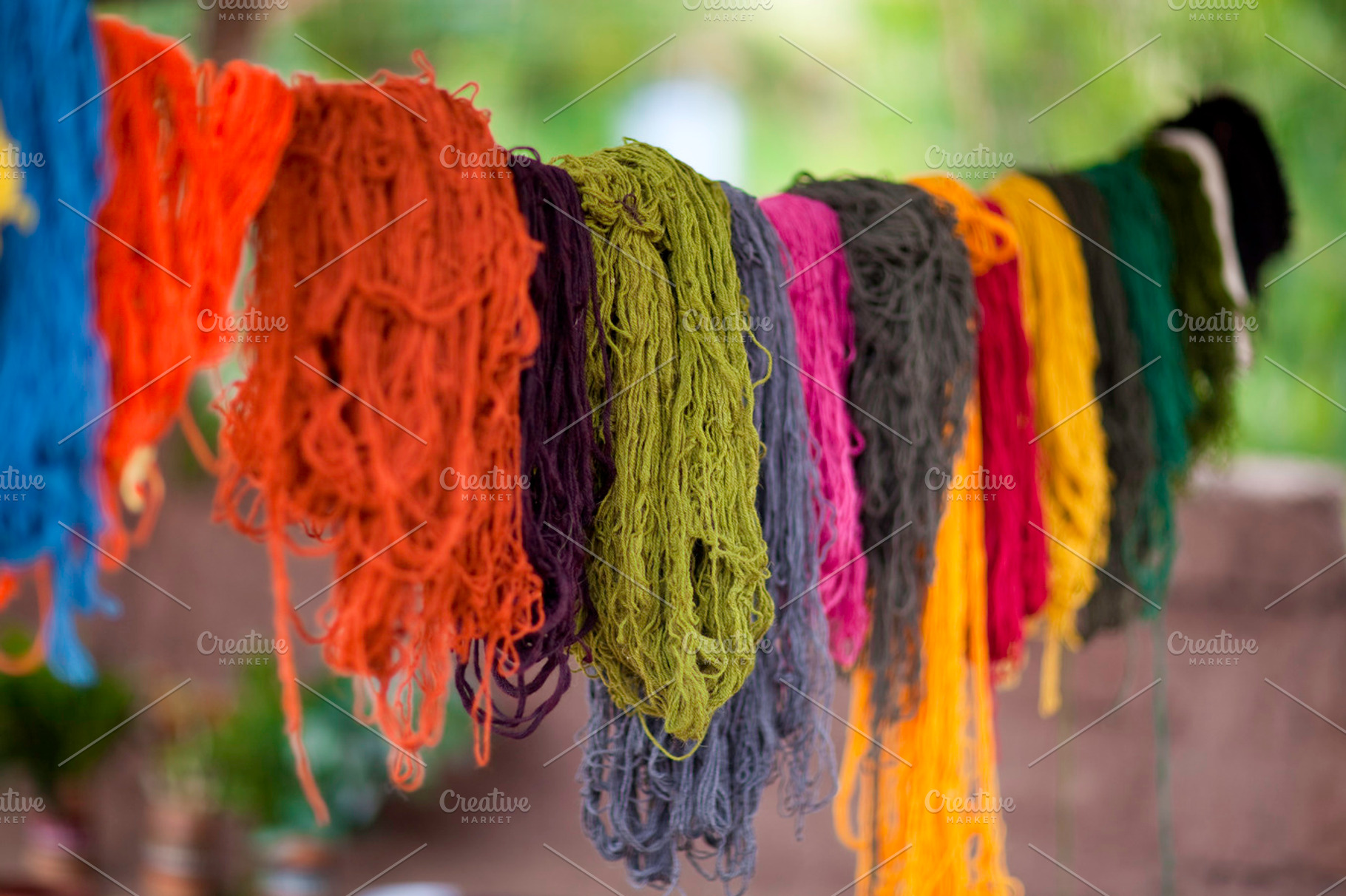 Dyed Alpaca Wool Hanging To Dry