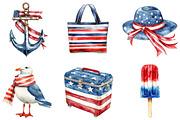 Patriotic Summer Clipart Set PNG, a Decorative Illustration by designcity5 (Thumbnail 2 of 4)